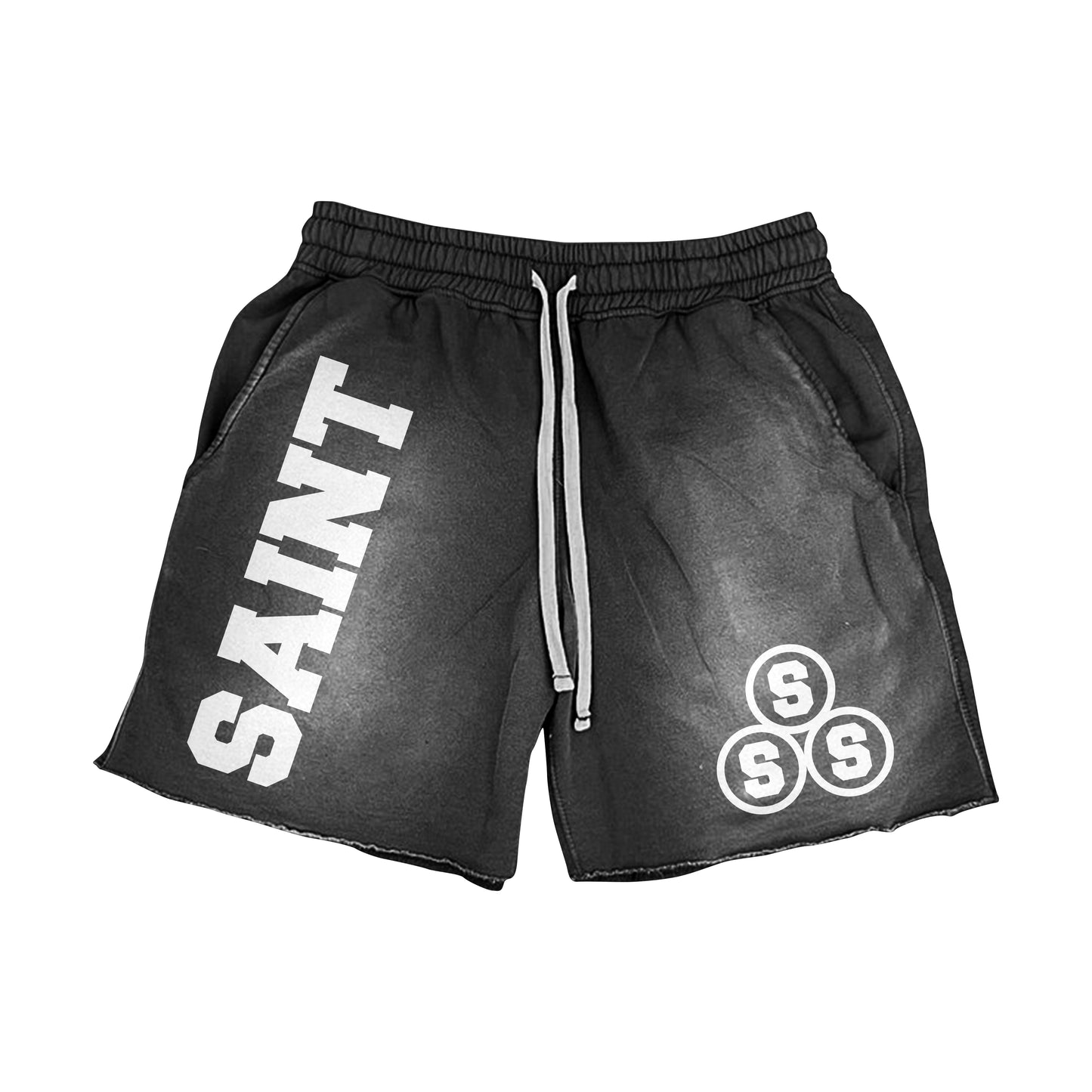 Black Acid Wash Saint Shorts